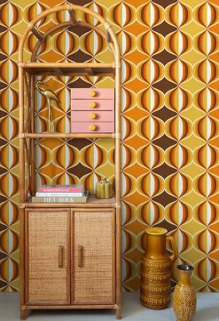 New Sanders & Sanders papier peint ornements au style rétro jaune, marron et orange - 53 cm x 10.05 m - 935269
