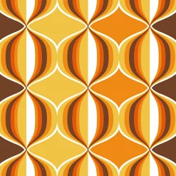 New Sanders & Sanders papier peint ornements au style rétro jaune, marron et orange - 53 cm x 10.05 m - 935269