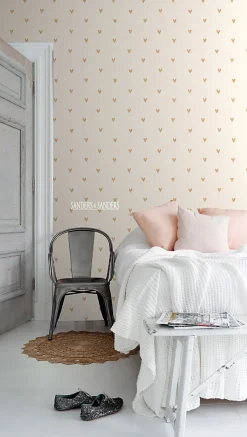 Sanders & Sanders papier peint coeurs beige et or - 53 cm x 10.05 m - 935268*Enfant Papier Peint Enfant