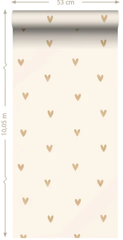 Sanders & Sanders papier peint coeurs beige et or - 53 cm x 10.05 m - 935268*Enfant Papier Peint Enfant