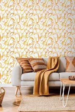 New Sanders & Sanders papier peint motif figurativ blanc, jaune et orange - 50 x 900 cm - 935275