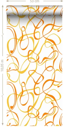 New Sanders & Sanders papier peint motif figurativ blanc, jaune et orange - 50 x 900 cm - 935275