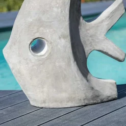 Wanda Collection Sculpture contemporaine poisson 78 cm gris