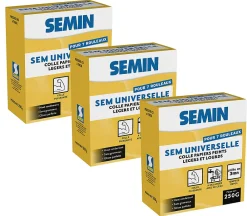 Clearance Semin Sem-Universelle, Colle en Poudre pour Papiers Peints Légers et Lourds, Intérieur, Boite 250 g (Lot de 3)