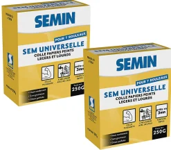 Hot Semin Sem-Universelle, Colle en Poudre pour Papiers Peints Légers et Lourds, Intérieur, Boite 250 g (lot de 2)