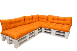 Setgarden Set 7 coussins palette assises 120x80 dossiers 120x40 kit coussins canapé de jardin Orange coussins pour mobilier de jardin* Coussin Palette