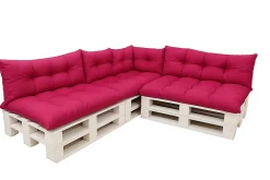 Setgarden Set 7 coussins palette assises 120x50 dossiers + 120x40 kit coussins canapé de jardin Rosa coussins pour mobilier de jardin* Coussin Palette