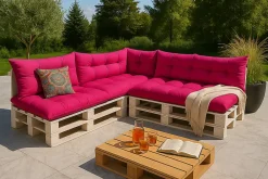 Setgarden Set 7 coussins palette assises 120x50 dossiers + 120x40 kit coussins canapé de jardin Rosa coussins pour mobilier de jardin* Coussin Palette