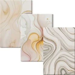 Wallfluent Set 3 Panneaux Toile Tendue 2cm Épaisseur 40x60 cm Motifs Abstraits Chauds Art Mural Moderne* Tableau Déco
