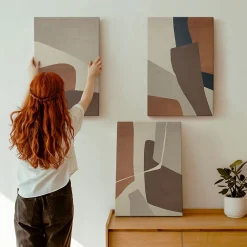 Wallfluent Set 3 Panneaux Toile Tendue 2cm Épaisseur 40x60 cm Structures Modernes Abstraites Art Mural Moderne* Tableau Déco