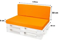 Setgarden Set coussins palette 120x80 / 120x50cm Orange Coussins de jardin avec housses amovibles pour une utilisation int/ext.* Coussin Palette