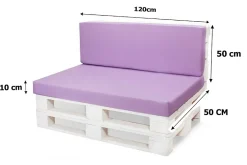 Setgarden Set coussins palette 120x50 / 120x50cm Violet clair Coussins de jardin avec housses amovibles pour une utilisation int/ext.* Coussin Palette