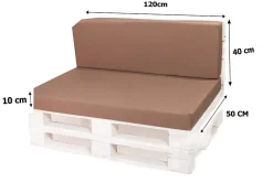 Setgarden Set coussins palette 120x50 / 120x40cm Beige Coussins de jardin avec housses amovibles pour une utilisation int/ext.* Coussin Palette