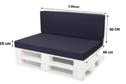 Setgarden Set coussins palette 120x60 / 120x50cm Bleu foncé Coussins de jardin avec housses amovibles pour une utilisation int/ext.* Coussin Palette