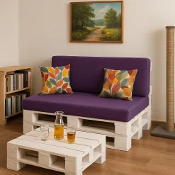Setgarden Set coussins palette 120x60 / 120x40cm Violet Coussins de jardin avec housses amovibles pour une utilisation int/ext.