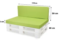 Setgarden Set coussins palette 120x60 / 120x50cm Citron vert Coussins de jardin avec housses amovibles pour une utilisation int/ext.* Coussin Palette