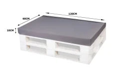 Setgarden Set coussins pour palettes 120x60 cm, housse d'assise amovible, coussins de dossier matelassés 120x50 cm Gris coussins palettes* Coussin Palette