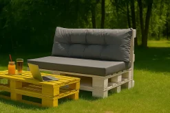 Setgarden Set coussins pour palettes 120x60 cm, housse d'assise amovible, coussins de dossier matelassés 120x50 cm Gris coussins palettes* Coussin Palette