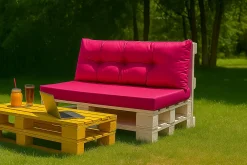 Setgarden Set coussins pour palettes 120x50 cm, housse d'assise amovible, coussins de dossier matelassés 120x40 cm Rose coussins palettes* Coussin Palette