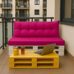 Setgarden Set coussins pour palettes 120x50 cm, housse d'assise amovible, coussins de dossier matelassés 120x40 cm Rose coussins palettes* Coussin Palette