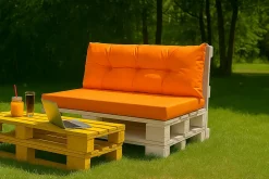 Setgarden Set coussins pour palettes 120x60 cm, housse d'assise amovible, coussins de dossier matelassés 120x50 cm Orange coussins palettes* Coussin Palette