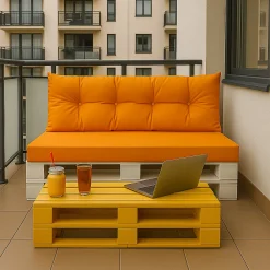 Setgarden Set coussins pour palettes 120x60 cm, housse d'assise amovible, coussins de dossier matelassés 120x50 cm Orange coussins palettes* Coussin Palette