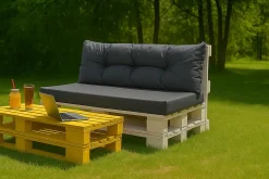 Setgarden Set coussins pour palettes 120x50 cm, housse d'assise amovible, coussins de dossier matelassés 120x40 cm Anthracite coussins* Coussin Palette