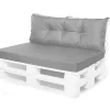 Setgarden Set coussins pour palettes 120x50 cm, housse d'assise amovible, coussins de dossier matelassés 120x40 cm Gris coussins palettes* Coussin Palette