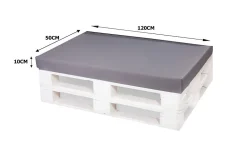 Setgarden Set coussins pour palettes 120x50 cm, housse d'assise amovible, coussins de dossier matelassés 120x40 cm Gris coussins palettes* Coussin Palette