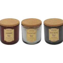 The Home Deco Factory Set de 3 bougies avec bouchons en liège Apothicaires 10 cm* Bougie Et Senteur