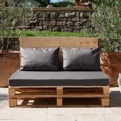 Best Home Maison Set de 3 coussins palette extérieur imperméable et déhoussable MINORQUE (120x80 cm - Gris anthracite)
