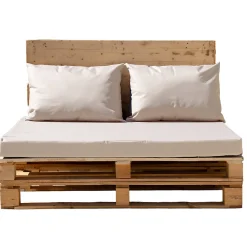 Discount Home Maison Set de 3 coussins palette extérieur imperméable et déhoussable MINORQUE (120x80 cm - Ecru)