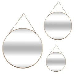 Discount Atmosphera Créateur D'Intérieur Set de 3 miroirs ronds doré - Atmosphera
