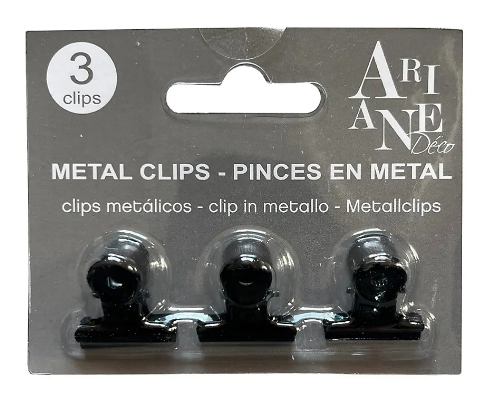 Ariane Set de 3 pinces pour décoration murale en métal noir* Pêle-Mêle Et Pense Bête