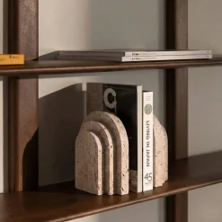 Outlet Ornami Set de 2 serre-livres imitation travertin forme arche