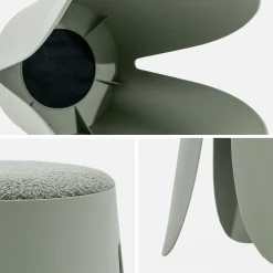 Sweeek Set de 4 tabourets empilables verts céladon. bouclette texturée. NIKI. D.30 / 44 x H46cm* Pouf Et Poire