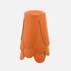 Sweeek Set de 4 tabourets empilables simili cuir orange. Niki D.30 / 44 x H46cm* Pouf Et Poire