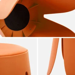Sweeek Set de 4 tabourets empilables simili cuir orange. Niki D.30 / 44 x H46cm* Pouf Et Poire