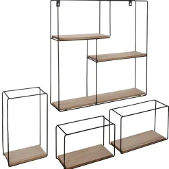 Sale Atmosphera Créateur D'Intérieur Set de 4 étagères murales - métal & bois - Atmosphera