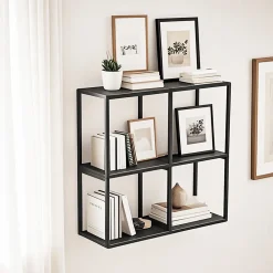 [En.Casa] Set de 4 étagères murales Nostened acier 28 x 28 x 20 cm noir en.casa* Etagère Murale