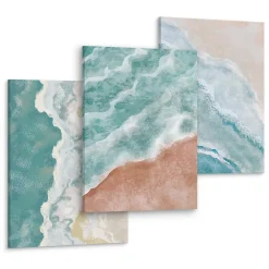 Online Muralo Set De Tableaux Déco Mer Plage Peinture 90cm x 40cm - Parfait pour décorer votre salon, chambre ou bureau avec un design unique e