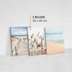 Clearance Muralo Set De Tableaux Plage Mer Pont Plantes 90cm x 40cm - Parfait pour décorer votre salon, chambre ou bureau avec un design unique et