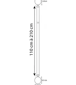 Secodir SPHERE - Kit Tringle Extensible 110-210 cm diamètre 16/19 mm