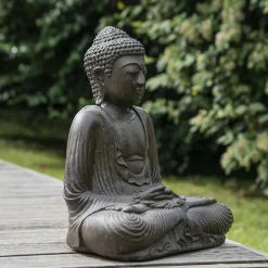 Wanda Collection Statue bouddha assis position offrande brun 42 cm* Statue Décorative