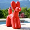 Wanda Collection Statue chien ballon rouge 100 cm* Statue Décorative