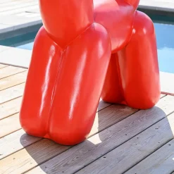 Wanda Collection Statue chien ballon rouge 100 cm* Statue Décorative
