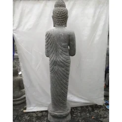 Hot Wanda Collection Statue de jardin en pierre bouddha debout prière 2 m