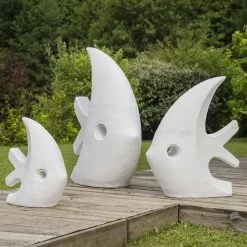 Wanda Collection Statue design de jardin poisson petit modèle blanc 50cm