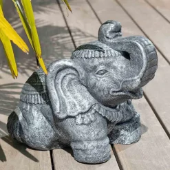 Wanda Collection Statue eléphant assis 40cm gris antique* Statue Décorative