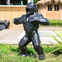 Wanda Collection Statue jardin gorille origami noir 80 cm* Statue Décorative